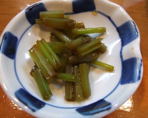 ワサビの茎の醤油漬け